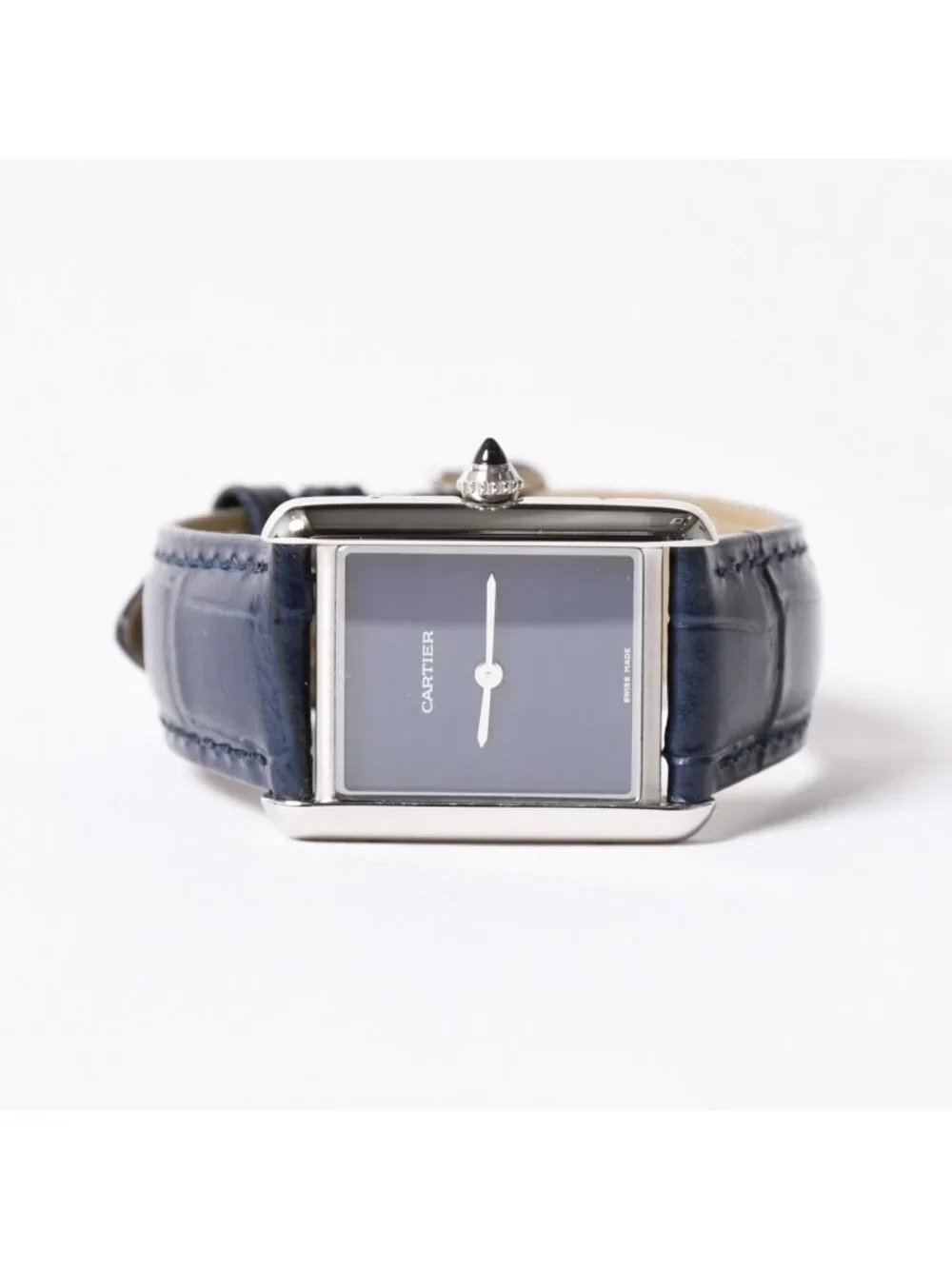 Cartier Tank Must LM Watch SS Quartz Leather Blue Dial